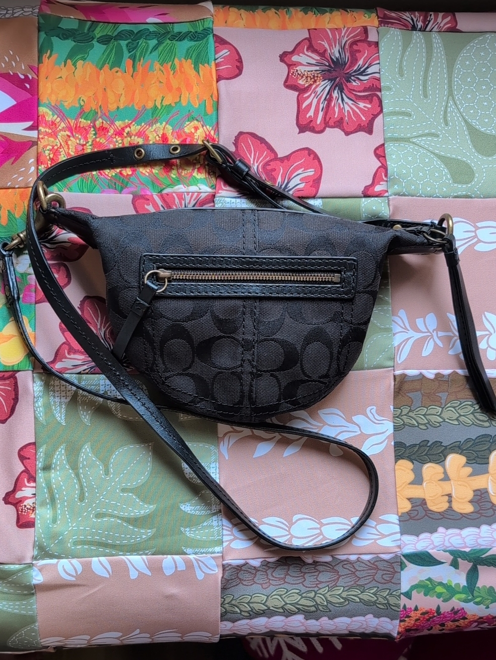 Authentic Coach Y2K Signature Crescent Crossbody with Leather Trim